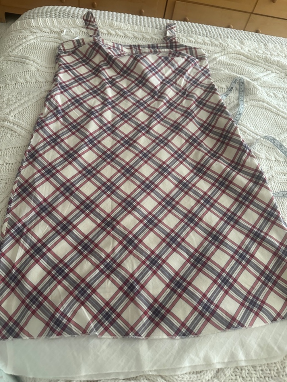 Tommy Hilfiger Red, Navy and White Plaid Midi Dress